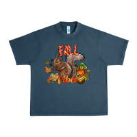 Midnight Navy Fall Vibes Squirrel Urban Heavy Tee - CowhideDigitalArt