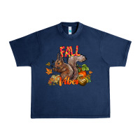 Navy Fall Vibes Squirrel Urban Heavy Tee - CowhideDigitalArt