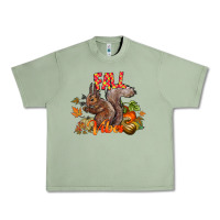 Oil Green Fall Vibes Squirrel Urban Heavy Tee - CowhideDigitalArt