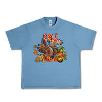 Pebble Blue Fall Vibes Squirrel Urban Heavy Tee - CowhideDigitalArt