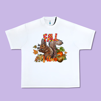 Fall Vibes Squirrel Urban Heavy Tee Designed By Cowhidedigitalart