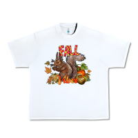 White Fall Vibes Squirrel Urban Heavy Tee - CowhideDigitalArt