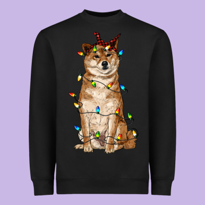 Christmas Lights Shiba Inu Heavyweight Sweatshirt Designed By Ranaportraitstore