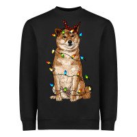 Black christmas lights shiba inu Heavyweight Sweatshirt - RanaPortraitStore
