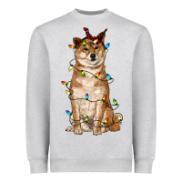 Heather Grey christmas lights shiba inu Heavyweight Sweatshirt - RanaPortraitStore