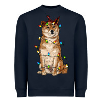 Navy christmas lights shiba inu Heavyweight Sweatshirt - RanaPortraitStore