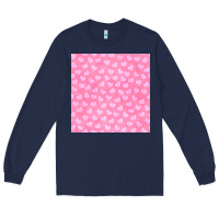 Navy valentines day heart seamless pattern Long Sleeve Tee - BundleAndBundleShop