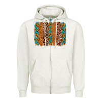 Oatmeal Heather leopard gemstone brushstroke Zipper Hoodie - AdoDesignShop
