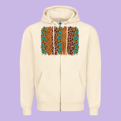 Leopard Gemstone Brushstroke Zipper Hoodie Designed By Adodesignshop