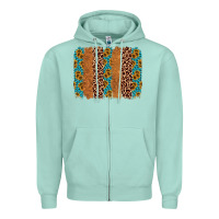 Seafoam leopard gemstone brushstroke Zipper Hoodie - AdoDesignShop