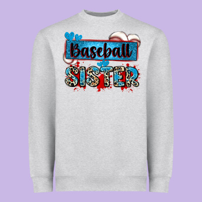 Baseball Sister With Leopard Heavyweight Sweatshirt Designed By Zillion Design Studio