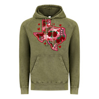 Vintage Olive valentine' s day texas map with roses Vintage Hoodie - RanaPortraitStore
