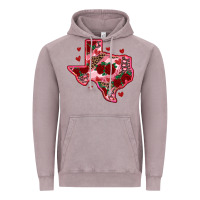 Vintage Zinc valentine' s day texas map with roses Vintage Hoodie - RanaPortraitStore