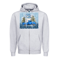Heather Grey hello winter snowman truck Zipper Hoodie - AdoDesignShop