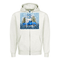 Oatmeal Heather hello winter snowman truck Zipper Hoodie - AdoDesignShop