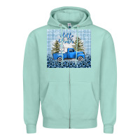 Hello Winter Snowman Truck Zipper Hoodie | Teevron