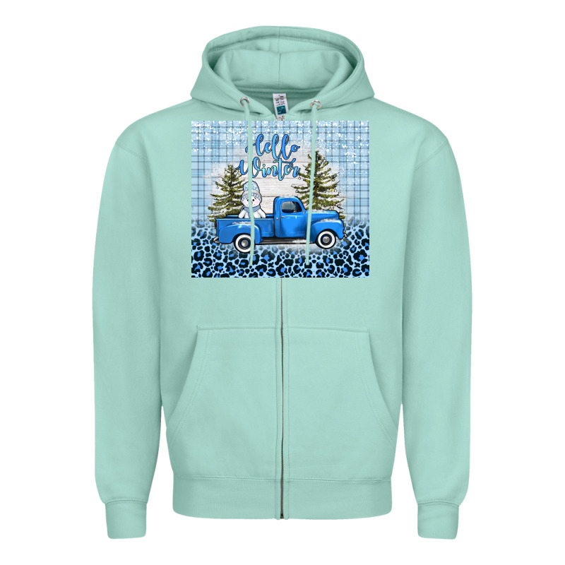 Hello Winter Snowman Truck Zipper Hoodie by AdoDesignShop | Teevron