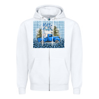White hello winter snowman truck Zipper Hoodie - AdoDesignShop