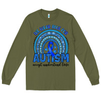 Army Green we wear blue for autism accept understand love Long Sleeve Tee - Artiststas