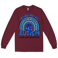 Burgundy we wear blue for autism accept understand love Long Sleeve Tee - Artiststas