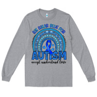 Heather Grey we wear blue for autism accept understand love Long Sleeve Tee - Artiststas
