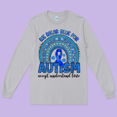 We Wear Blue For Autism Accept Understand Love Long Sleeve Tee Designed By Artiststas