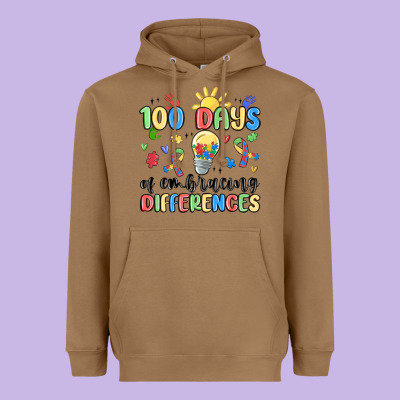 100 Days Of Embracing Differences Heavyweight Hoodie Designed By Maliassmallbusiness