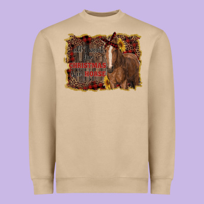 All I Want For Christmas Is A Horse Heavyweight Sweatshirt Designed By Ranaportraitstore