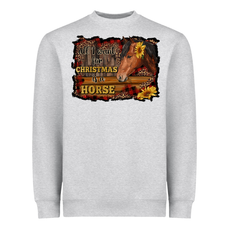All I Want For Christmas Is A Horse Brown Horse Heavyweight Sweatshirt by RanaPortraitStore | Teevron