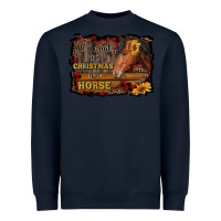 Navy all i want for christmas is a horse brown horse Heavyweight Sweatshirt - RanaPortraitStore