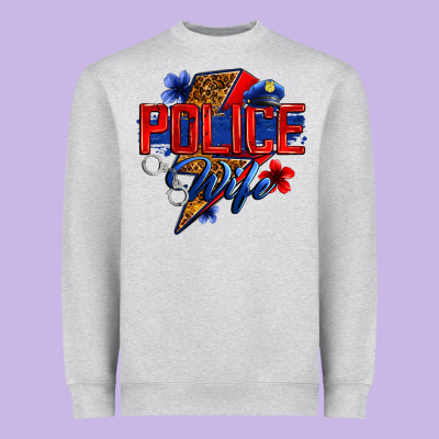 Police Wife With Lightning Bolt Heavyweight Sweatshirt Designed By Zillion Design Studio