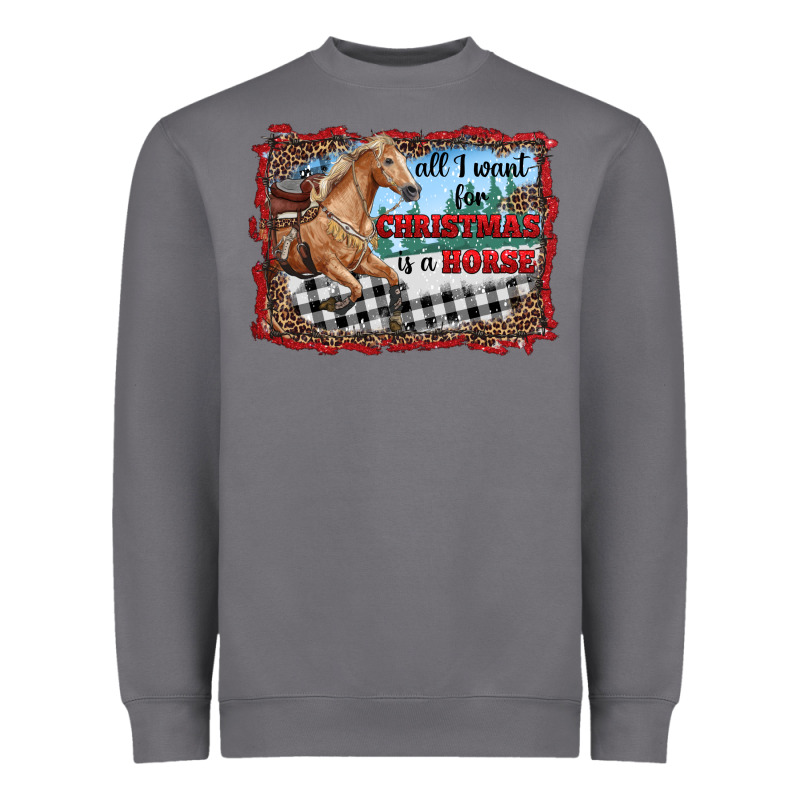 All I Want For Christmas Is A Horse  With Farm Heavyweight Sweatshirt by RanaPortraitStore | Teevron
