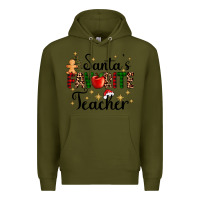 Army Green santa's favorite teacher Premium Hoodie - AdoDesignShop