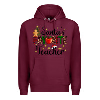 Burgundy santa's favorite teacher Premium Hoodie - AdoDesignShop