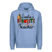 Colony Blue santa's favorite teacher Premium Hoodie - AdoDesignShop