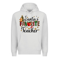 Dove Grey santa's favorite teacher Premium Hoodie - AdoDesignShop