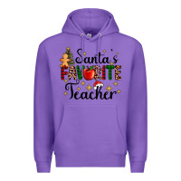 Purple santa's favorite teacher Premium Hoodie - AdoDesignShop