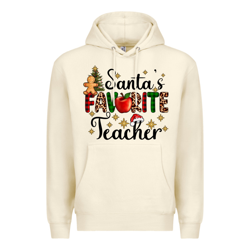 Santa's Favorite Teacher Premium Hoodie by AdoDesignShop | Teevron