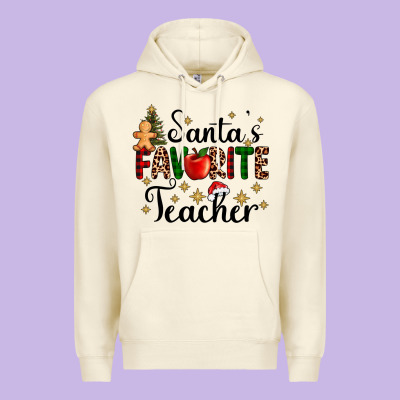 Santa's Favorite Teacher Premium Hoodie Designed By Adodesignshop