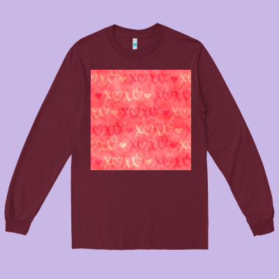Valentines Day Xoxo Seamless Pattern Long Sleeve Tee Designed By Bundleandbundleshop