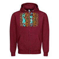 Burgundy sunflower cactus leopard brushstroke Zipper Hoodie - AdoDesignShop