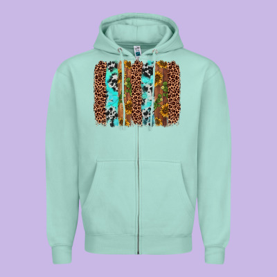 Sunflower Cactus Leopard Brushstroke Zipper Hoodie Designed By Adodesignshop