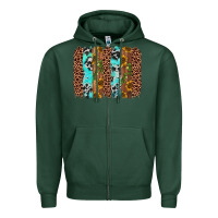 Sports Green sunflower cactus leopard brushstroke Zipper Hoodie - AdoDesignShop
