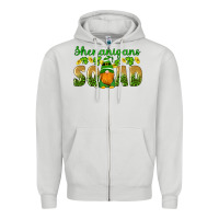 Dove Grey shenanigans squad gnomes shamrock gold leopard glitter Zipper Hoodie - Artiststas