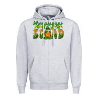 Heather Grey shenanigans squad gnomes shamrock gold leopard glitter Zipper Hoodie - Artiststas