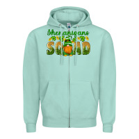 Seafoam shenanigans squad gnomes shamrock gold leopard glitter Zipper Hoodie - Artiststas
