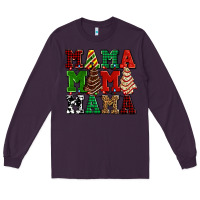 Plum mama mama mama with christmas lights and christmas tree cakes Long Sleeve Tee - AdoDesignShop