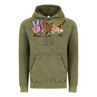 Vintage Olive peace love art Vintage Hoodie - texasbilliewilder