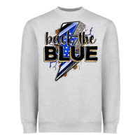 Heather Grey back the blue with lightning bolt Heavyweight Sweatshirt - Zillion Design Studio
