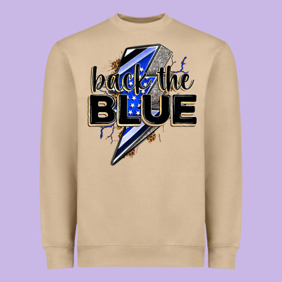 Back The Blue With Lightning Bolt Heavyweight Sweatshirt Designed By Zillion Design Studio